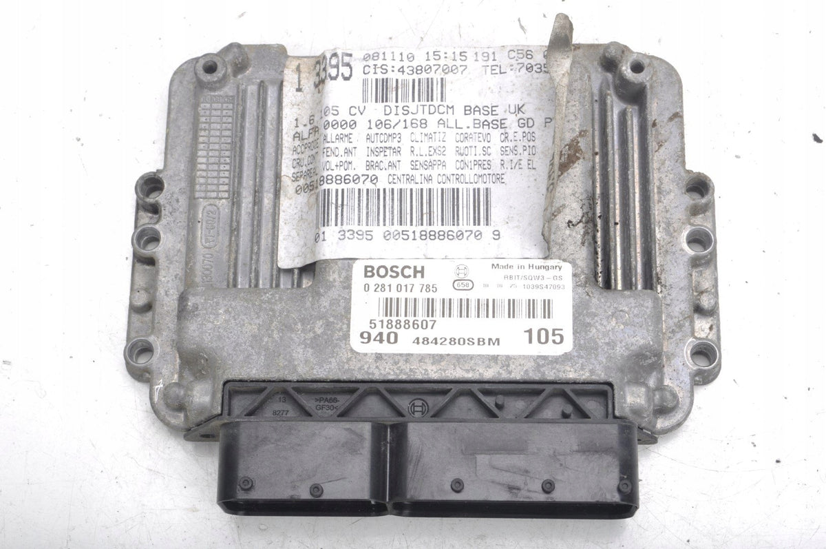 ALFA ROMEO GIULIETTA COMPUTER ENGINE DRIVER 51888607 0281017785