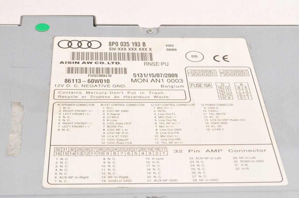 AUDI A3 8P RADIO NAVIGATION LIFT 8P0035193B