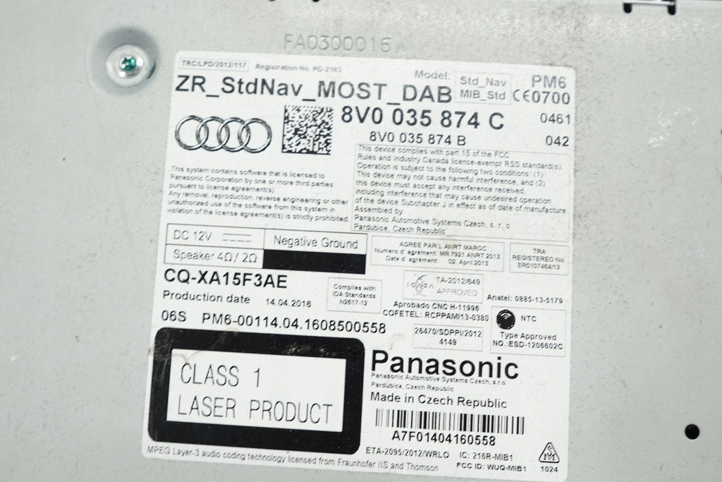 AUDI A3 8V SEDAN 16R CARD NAVIGATION READER MODULE SD 8V0035874C