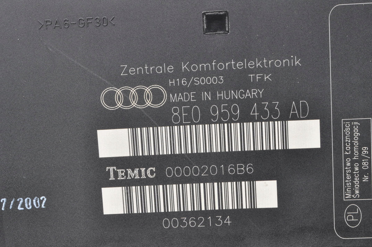 AUDI A4 B6 COMFORT MODULE 8E0959433AD