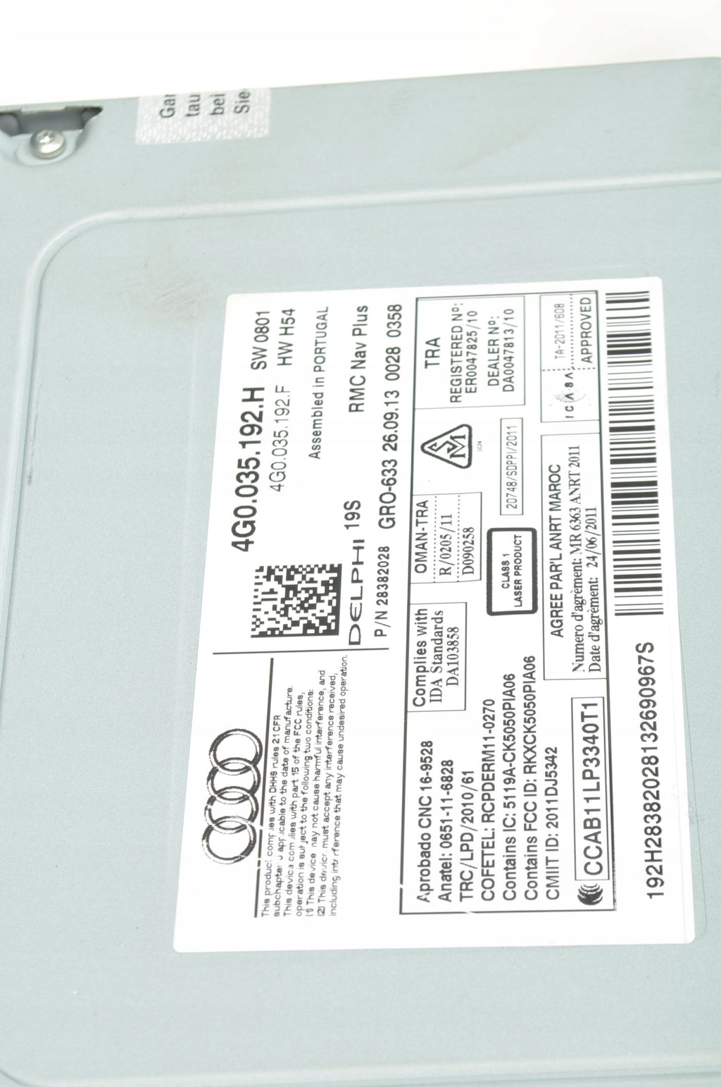 AUDI A6 C7 NAVIGATION PLATE READER 4G0035192H