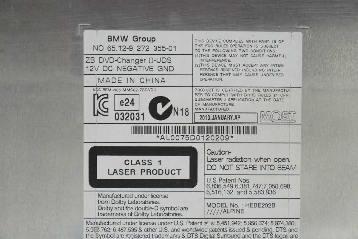 BMW 5 F10 F11 CHANGER DVD READER 9272355