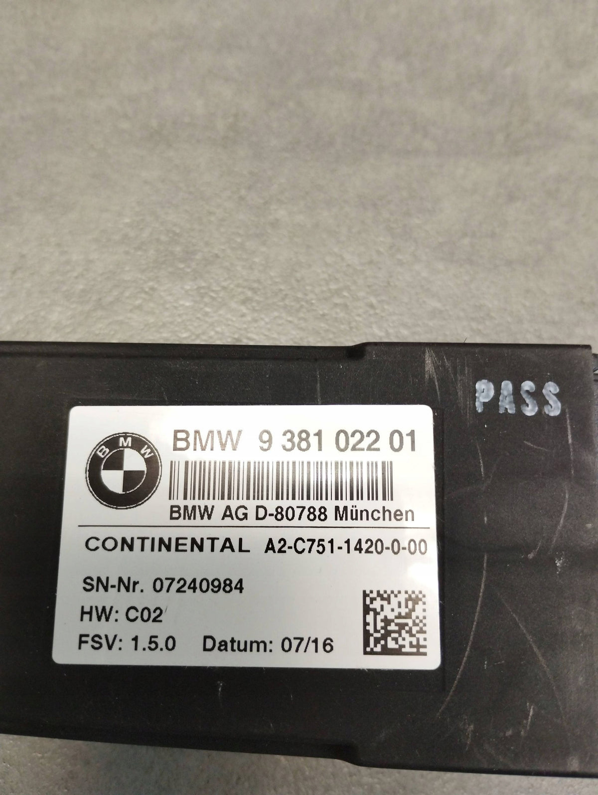 BMW 7 G11 SEAT MODULE 9381022