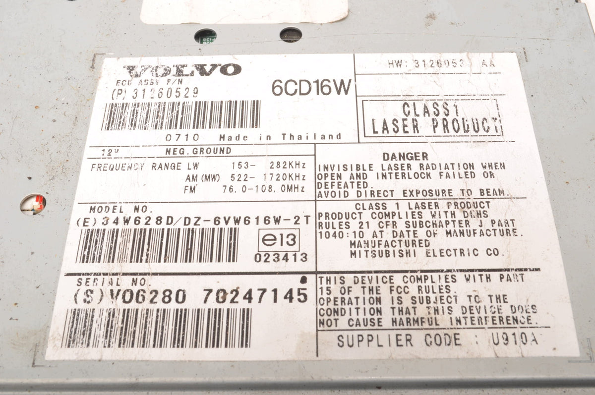 CD CHANGER VOLVO C30 S40 II V50 C70 II 31260529