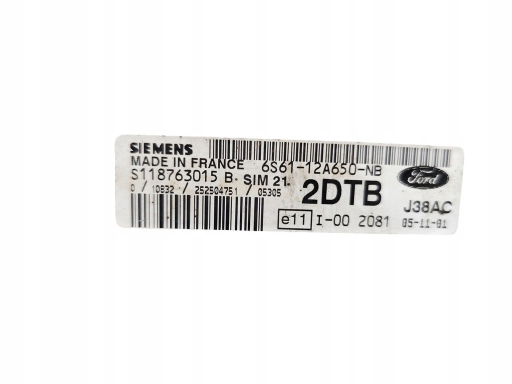 COMPUTER ENGINE DRIVER FORD FIESTA MK6 02-08 1.3 8V 60KM 6S61-12A650-NB