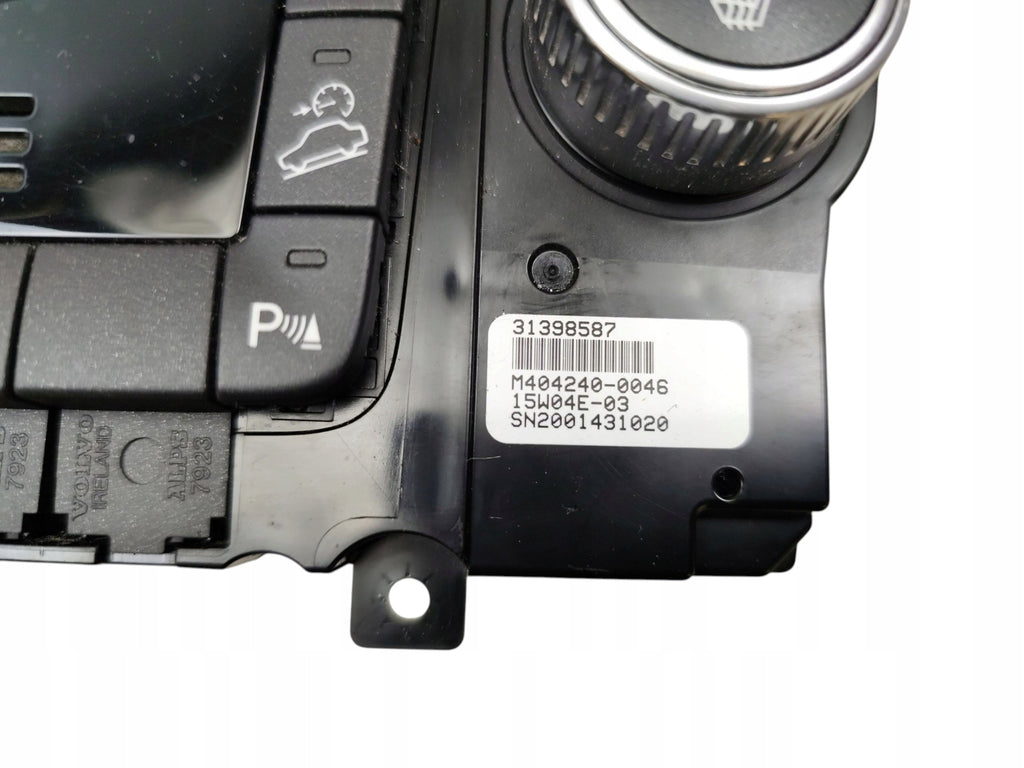 CONTROL PANEL FOR AIR CONDITIONING RADIO VOLVO XC60 AND LIFT (2013-2017) 31398587