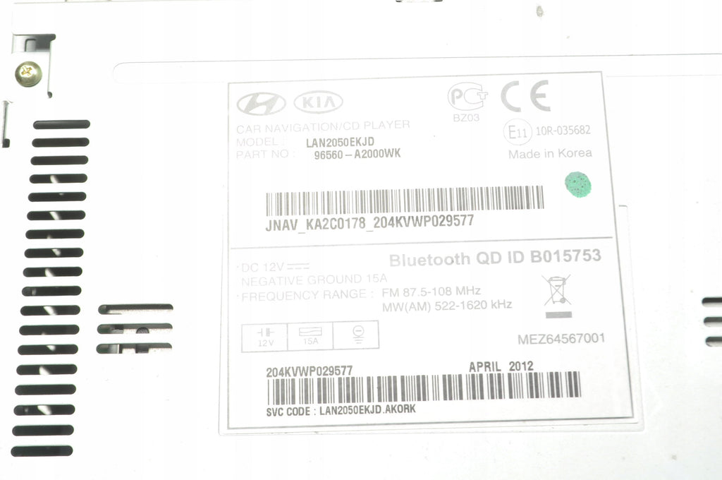 KIA CEED II RADIO NAVIGATION 96560-A2000WK