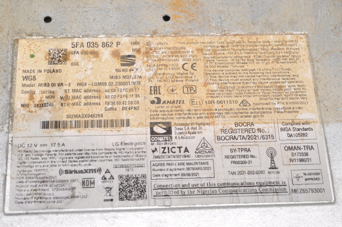 LEON IV ATECA CUPRA FORMENTOR NAVIGATION PLATE READER 2023R 5FA035862P