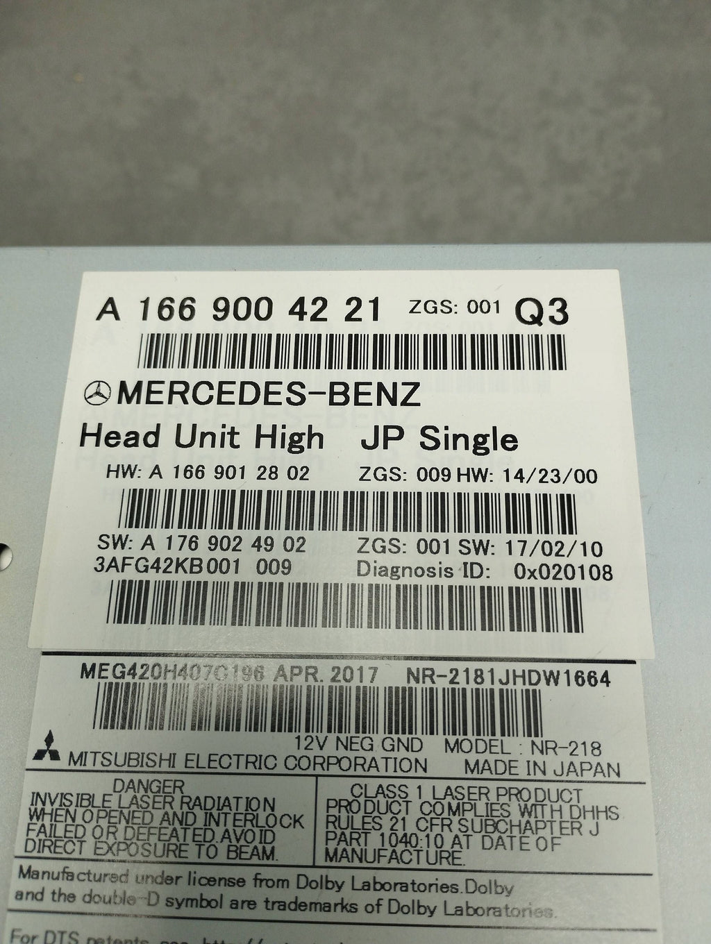 Mercedes-Benz GLE W166 RADIO NAVIGATION A1669004221