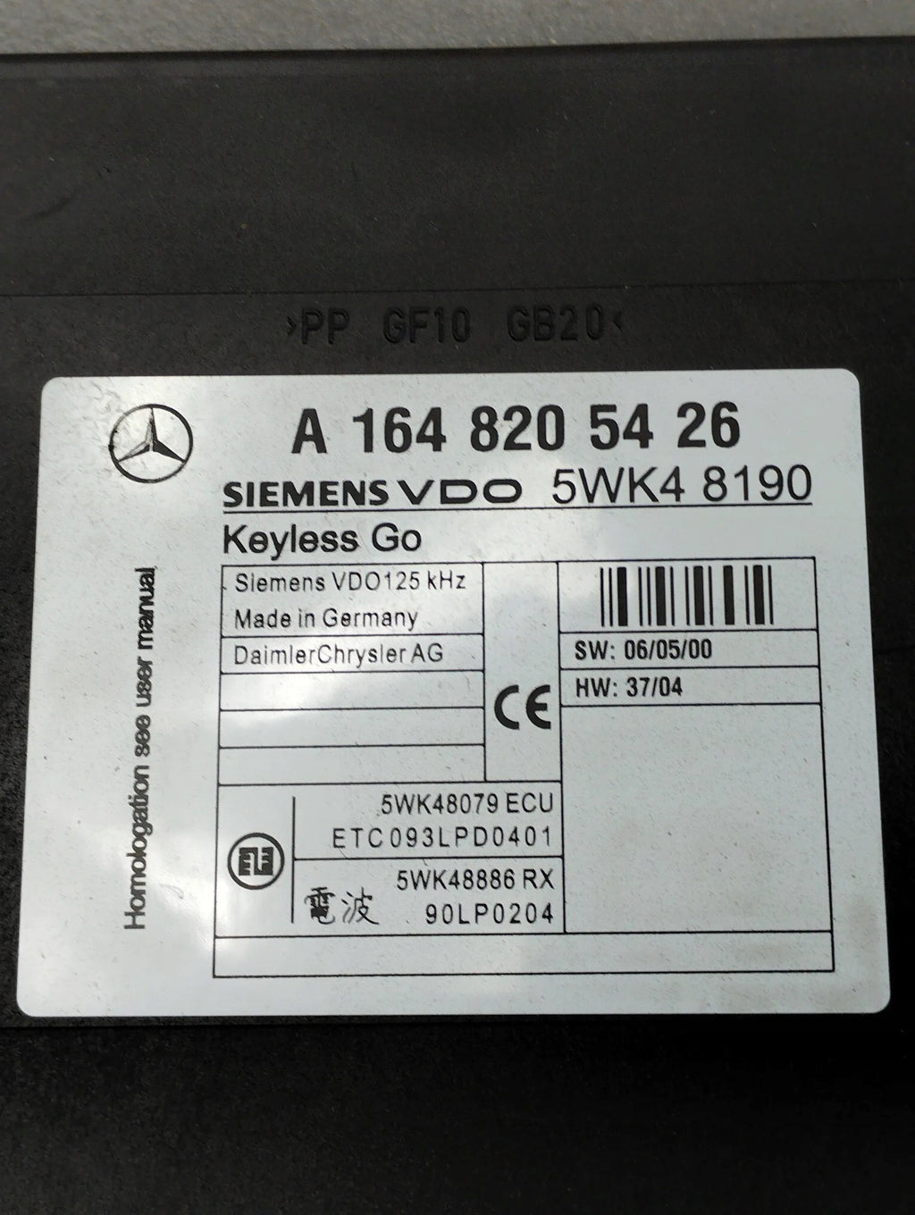 Mercedes ML W164 KEYLESS MODULE A1648205426