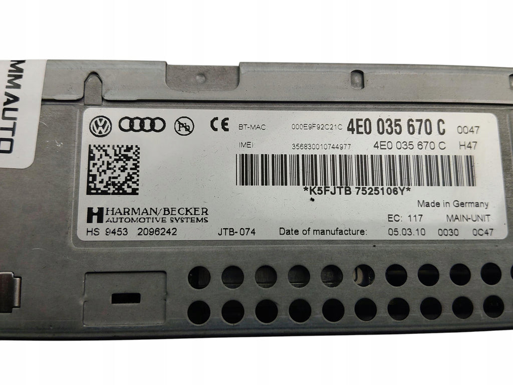 NAVIGATION READER MMI CARDS SD SIM AUDI A6 C6 4E0035670C