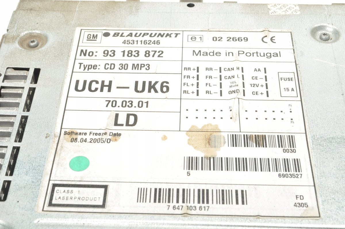 OPEL ASTRA H III RADIO 93183872