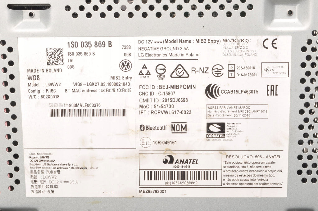 RADIO VOLKSWAGEN UP 1S0035869B