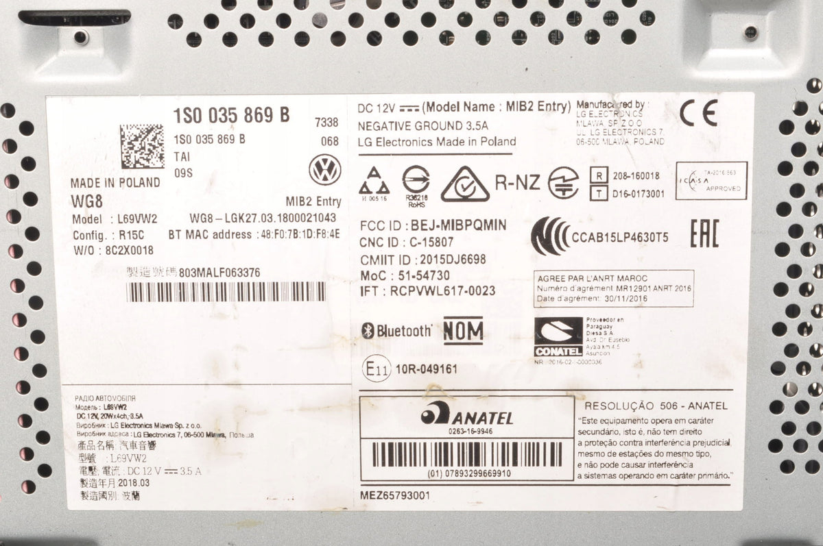 RADIO VOLKSWAGEN UP 1S0035869B