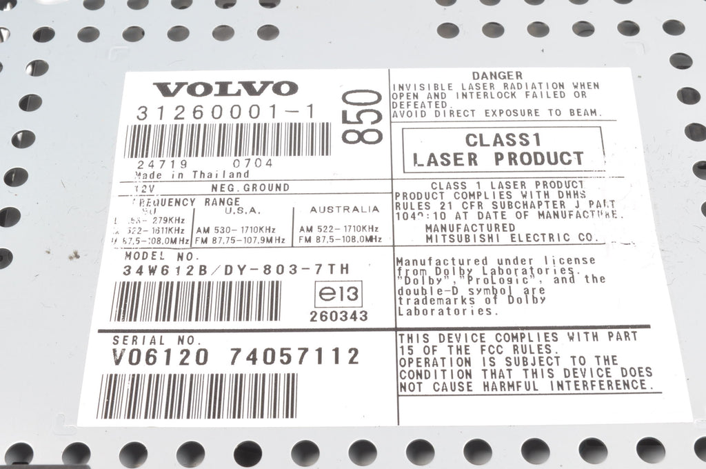 RADIO VOLVO S60 AND V70 XC70 31260001 HU-850