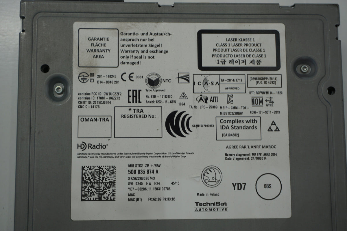 SKODA OCTAVIA III NAVIGATION READER GPS 5Q0035874A