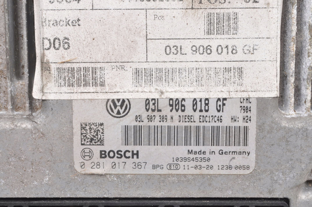 VOLKSWAGEN SCIROCCO III 2.0 TDI COMPUTER ENGINE CONTROLLER 03L906018GF