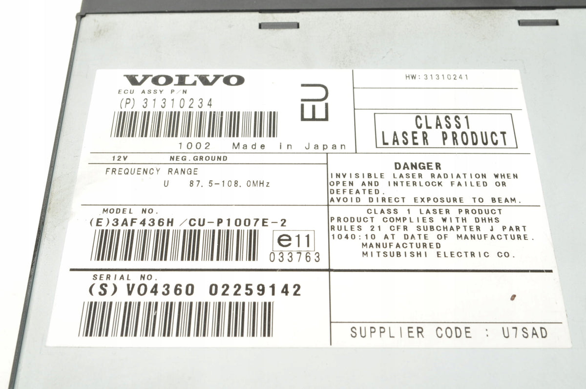 VOLVO C30 C70 S40 II V50 NAVIGATION PLATE READER 31310234