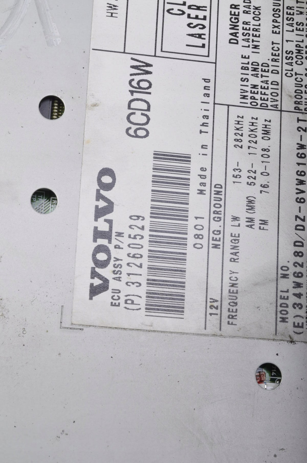 VOLVO C30 S40 C70 V50 CHANGER CD 31260529