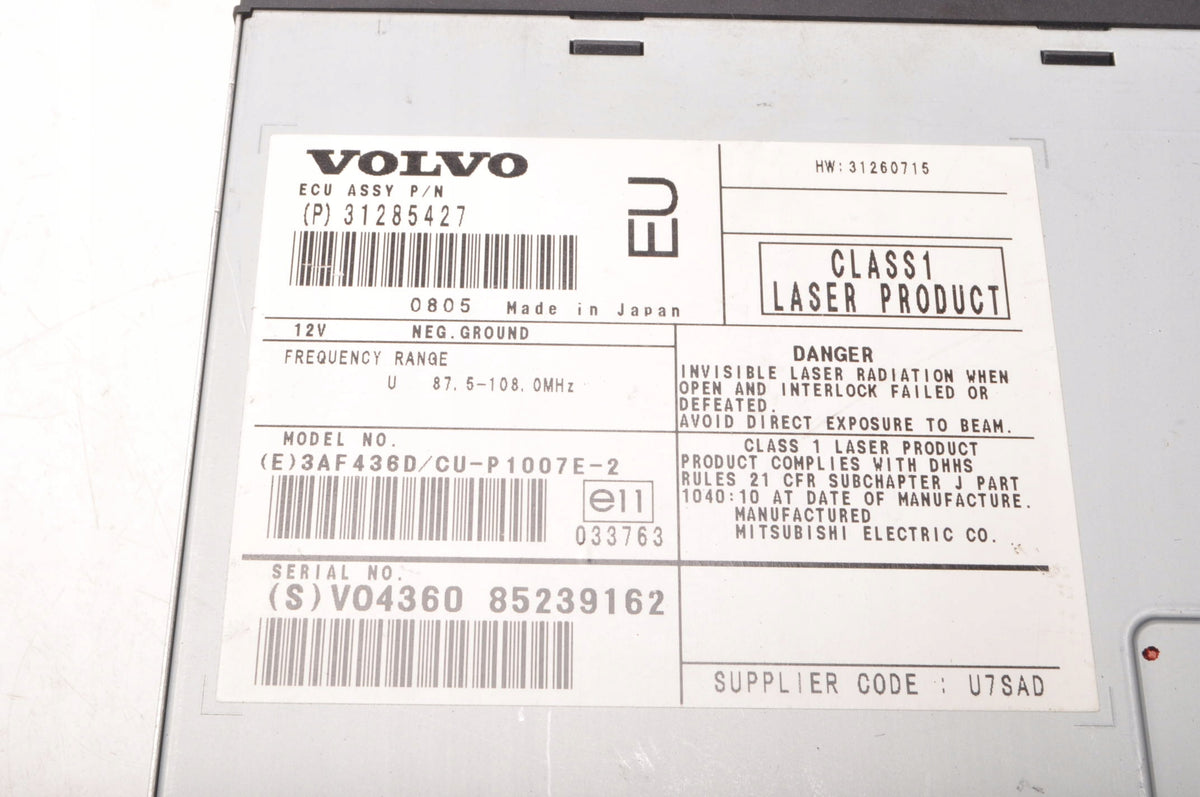 VOLVO C30 S40 C70 V50 NAVIGATION PLATE READER 31285427