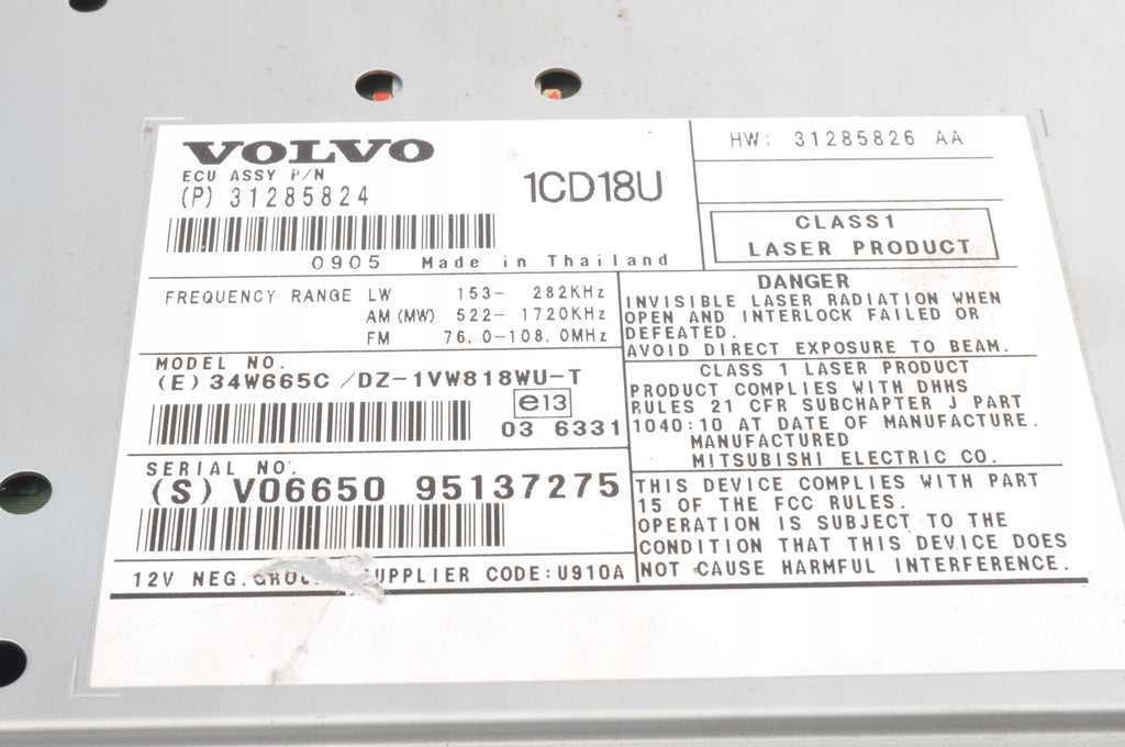 VOLVO C30 S40 II C70 V50 RADIO 31285824