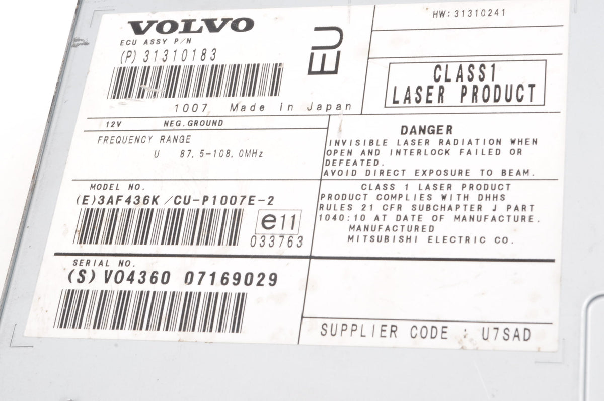 VOLVO C30 S40 II V50 C70 NAVIGATION PLATE READER 31310183