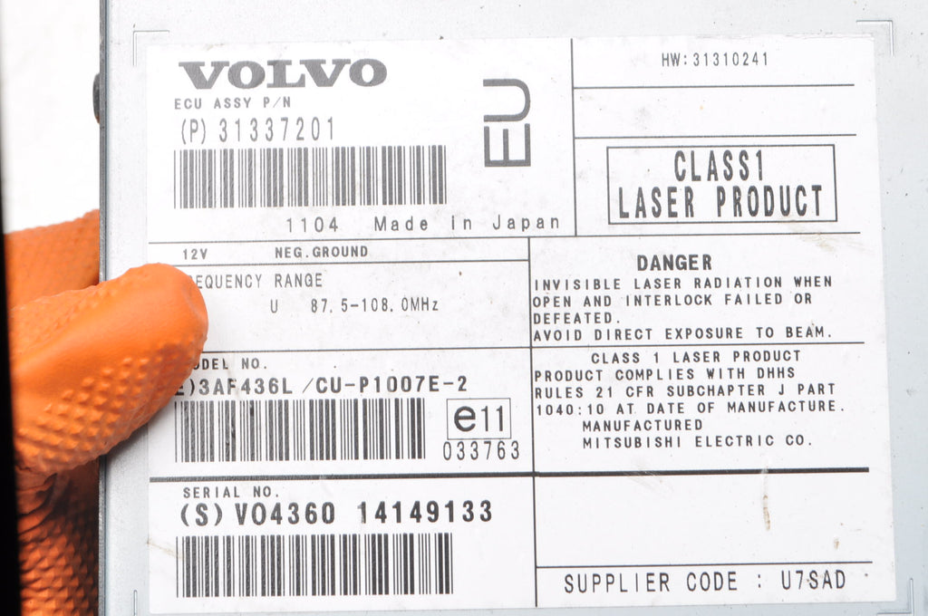 VOLVO C30 S40 V50 C70 II NAVIGATION PLATE READER 31337201