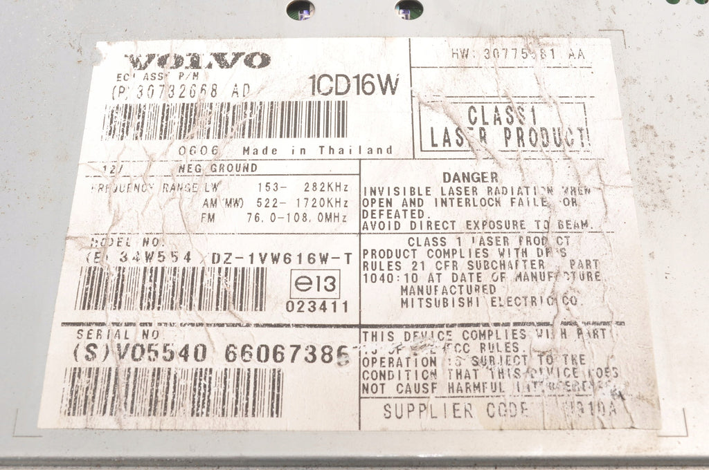 VOLVO C30 V50 C70 S40 II RADIO 30732668