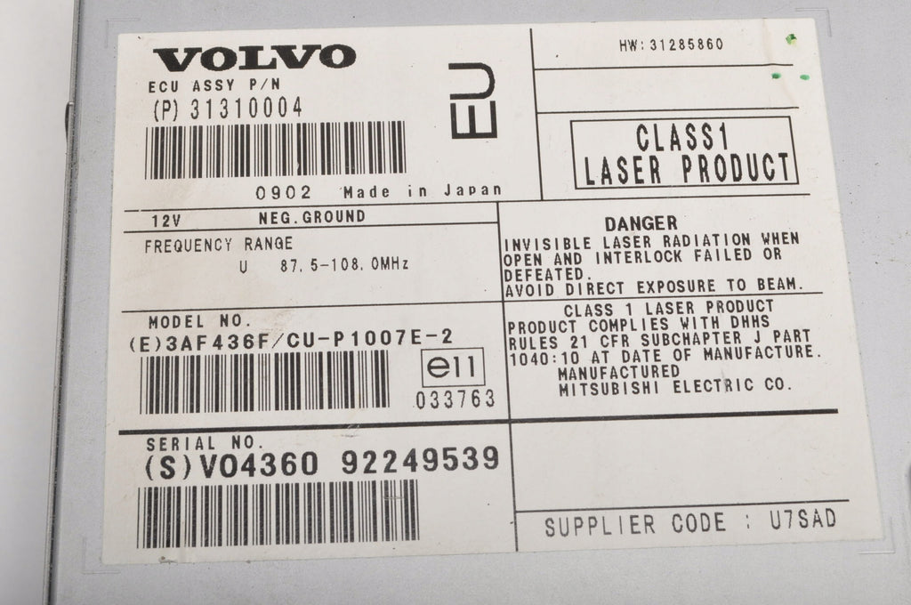 VOLVO S40 II V50 NAVIGATION PLATE READER 31310004