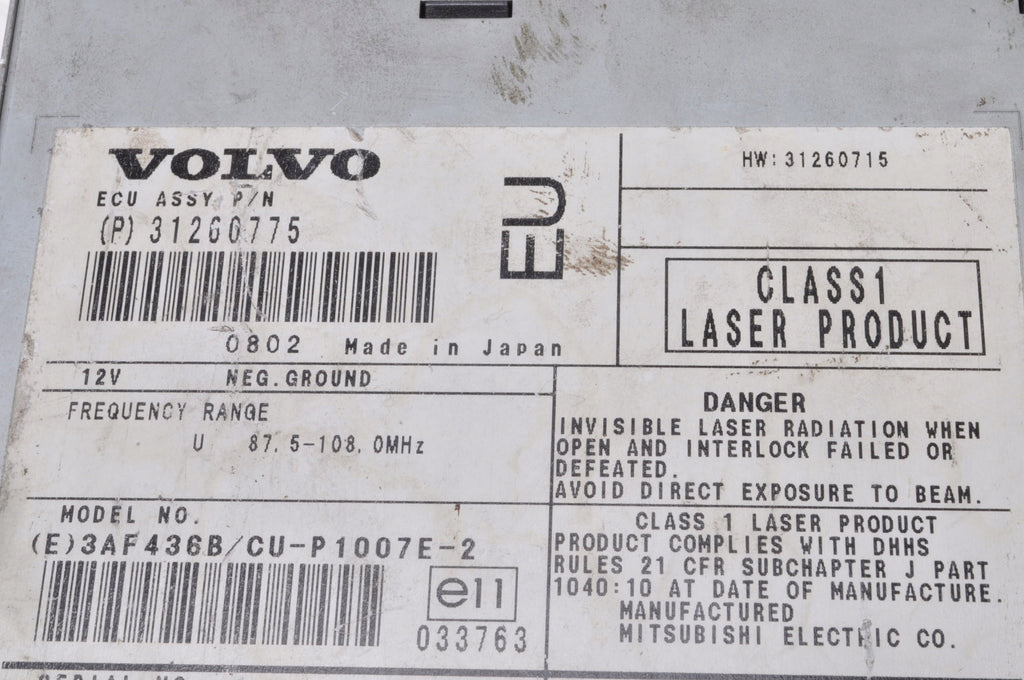 VOLVO S40 II V50 XC90 NAVIGATION PLATE READER 31260715