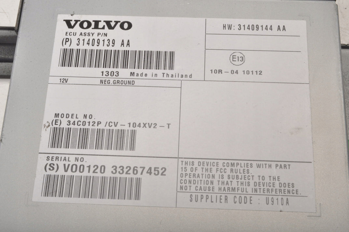 VOLVO S60 II V60 V40 II RADIO AMPLIFIER 31409139AA
