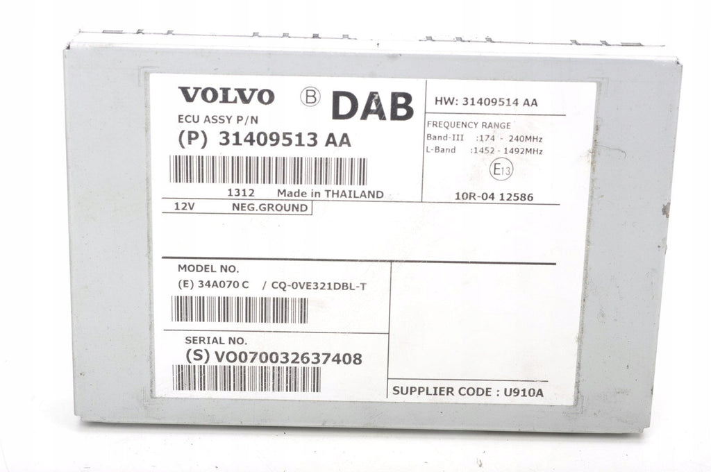 VOLVO S60 XC60 V60 RADIO AMPLIFIER 31409513AA