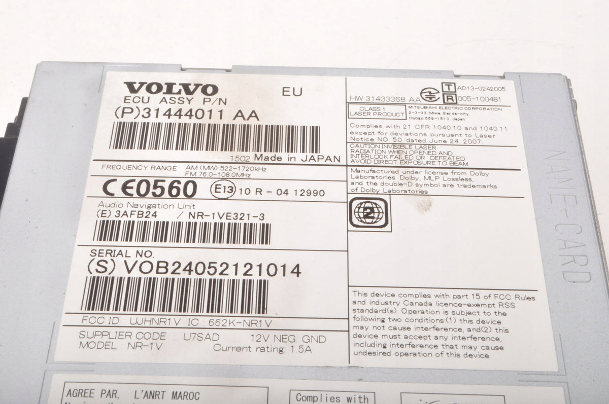 VOLVO V40 II NAVIGATION PLATE READER 31444011 31444011AA