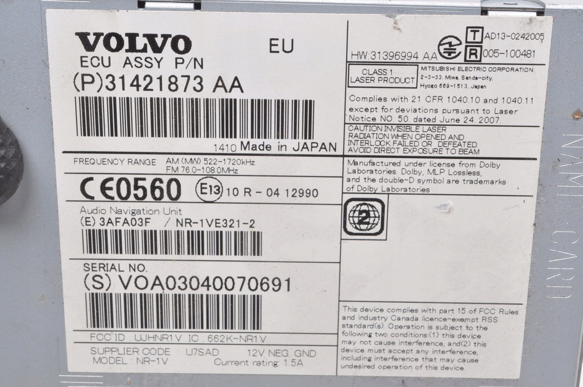 VOLVO V60 RADIO NAVIGATION 31421873