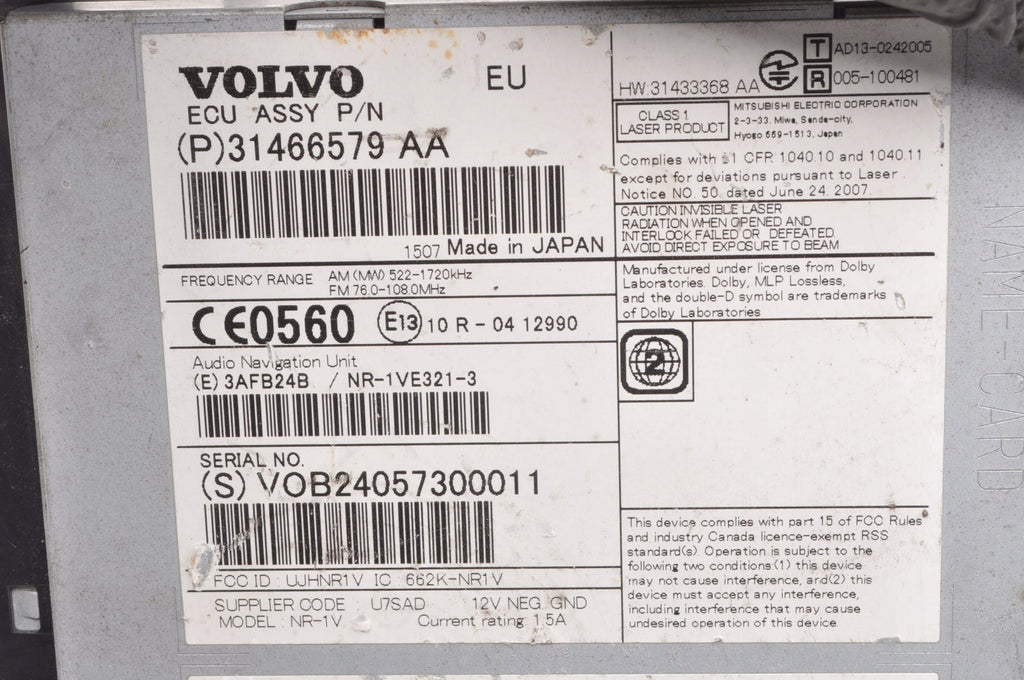 VOLVO V70 III S80 II XC70 II RADIO 31466579
