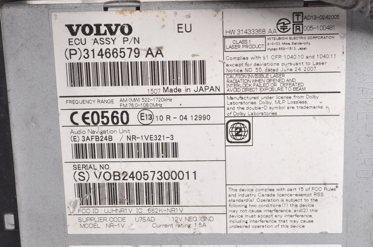 VOLVO V70 III S80 II XC70 II RADIO 31466579