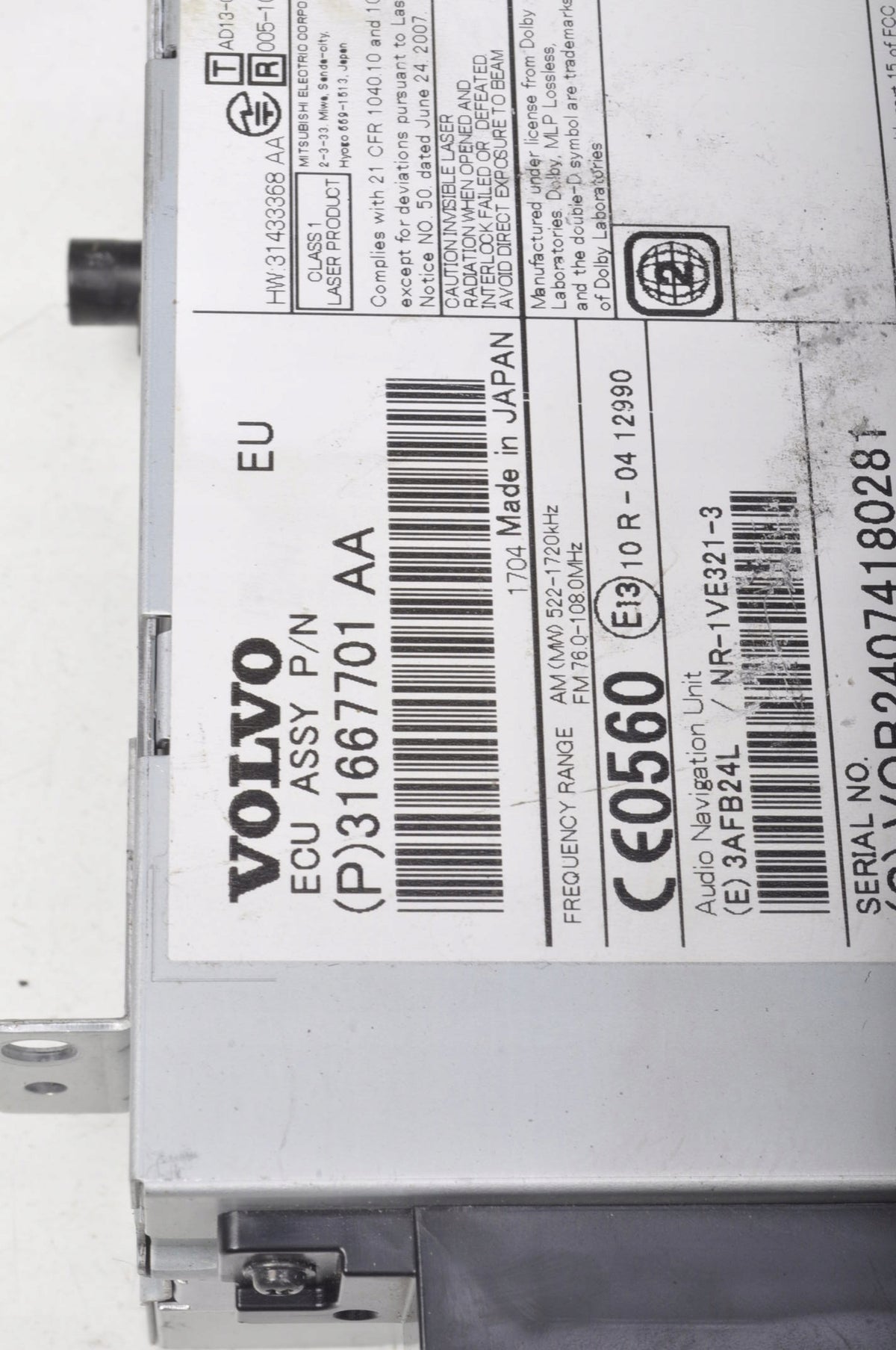 VOLVO XC60 RADIO NAVIGATION 31667701