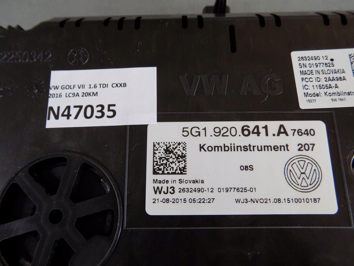 VW GOLF VII 1.6 TDI COUNTER CLOCKS 5G1920641A