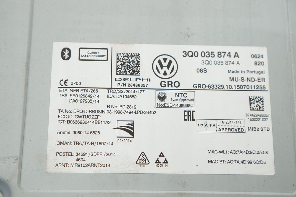 VW GOLF VII 15R MODULE NAVIGATION READER 3Q0035874A