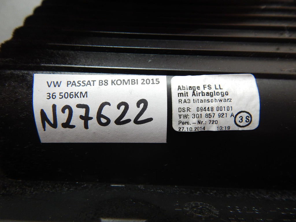 VW PASSAT B8 DRIVER COMPARTMENT 3G1857921A