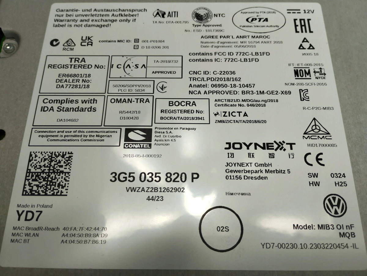 VW Tiguan II MULTIMEDIA READER 3G5035820P